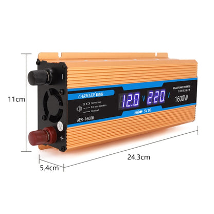 Carmaer 48V to 220V 1600W Car Multi-function Double Digital Display Inverter Household Power Converter, 48V to 220V 1600W