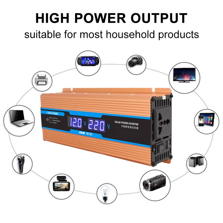Carmaer 48V to 220V 1600W Car Multi-function Double Digital Display Inverter Household Power Converter, 48V to 220V 1600W
