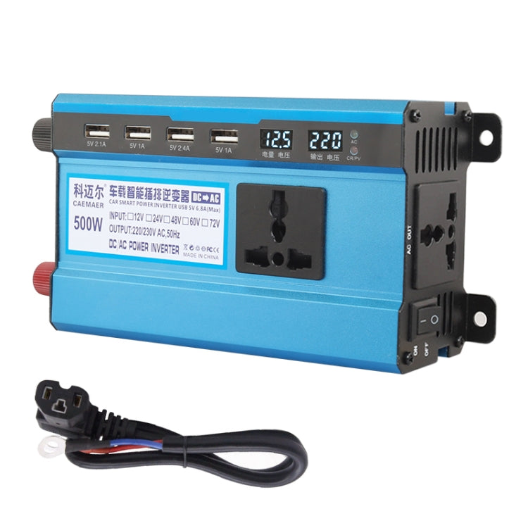 Carmaer 48V to 220V 500W Double Socket Car Double Digital Display Inverter Household Power Converter, 48V to 220V 500W