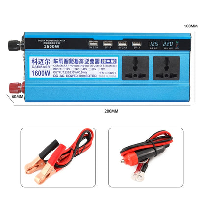 Carmaer 12V to 220V 1600W Three Socket Car Double Digital Display Inverter Household Power Converter, 12V to 220V 1600W