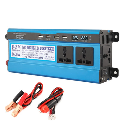 Carmaer 12V to 220V 1600W Three Socket Car Double Digital Display Inverter Household Power Converter, 12V to 220V 1600W