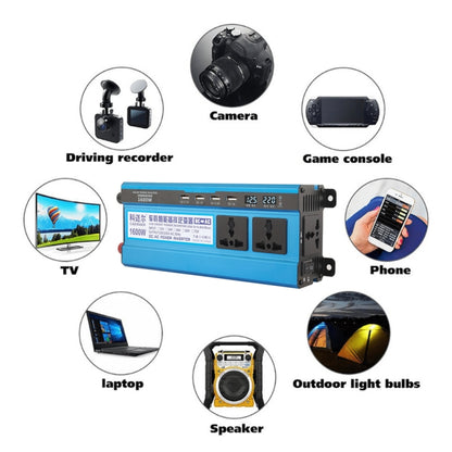 Carmaer 24V to 220V 1600W Three Socket Car Double Digital Display Inverter Household Power Converter, 24V to 220V 1600W