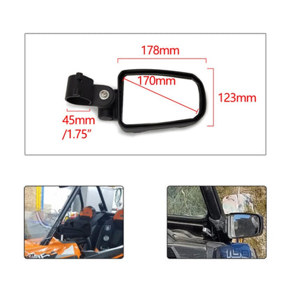 Pair All-terrain Vehicles Wide Field View 1.75 inch Rearview Mirror Side Reflector Mirror for UTV / ATV, UTV-23 1.75 inch