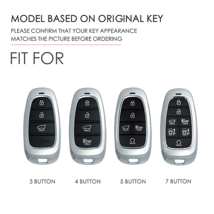 Hallmo Car Cowhide Leather Key Protective Cover Key Case for Hyundai 4-button, For Hyundai 4-button