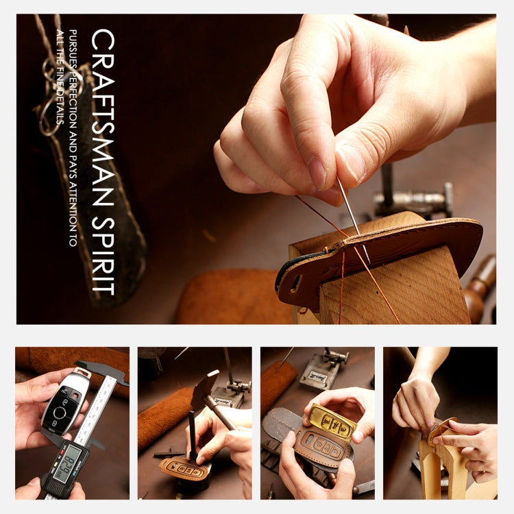 Hallmo Car Cowhide Leather Key Protective Cover Key Case for Hyundai 4-button, For Hyundai 4-button