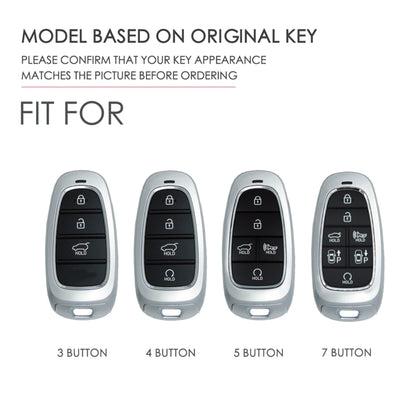 Hallmo Car Cowhide Leather Key Protective Cover Key Case for Hyundai 4-button Start, For Hyundai 4-button Start