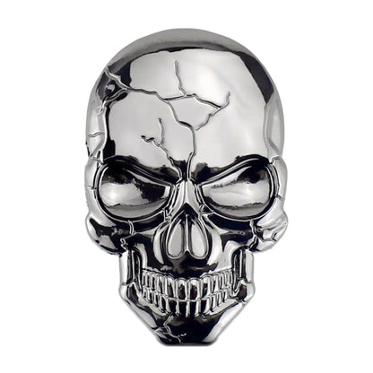 Three-dimensional Devil Skull Metal Car Sticker, Silver Grey, Titanium Color, Bronze
