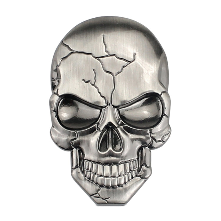 Three-dimensional Devil Skull Metal Car Sticker, Silver Grey, Titanium Color, Bronze