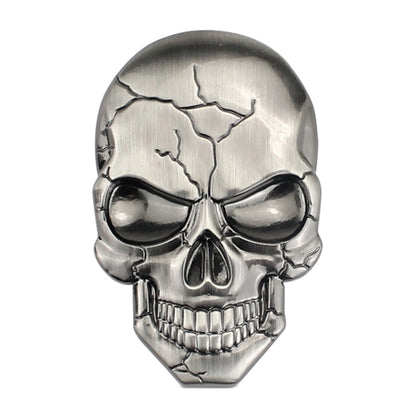 Three-dimensional Devil Skull Metal Car Sticker, Silver Grey, Titanium Color, Bronze