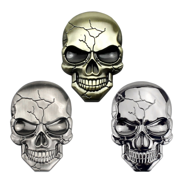 Three-dimensional Devil Skull Metal Car Sticker, Silver Grey, Titanium Color, Bronze