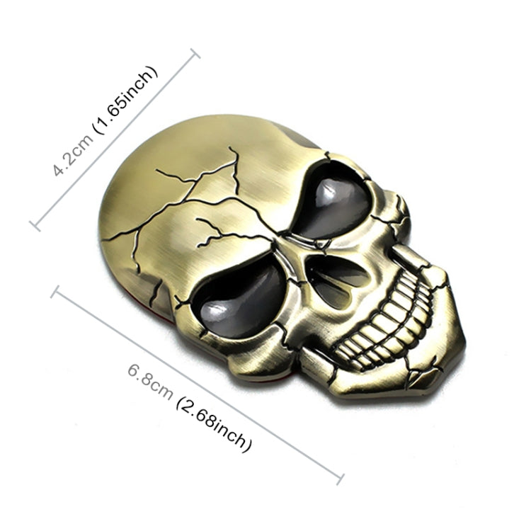 Three-dimensional Devil Skull Metal Car Sticker, Silver Grey, Titanium Color, Bronze