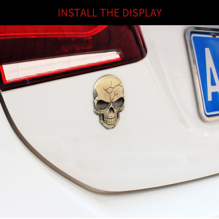 Three-dimensional Devil Skull Metal Car Sticker, Silver Grey, Titanium Color, Bronze