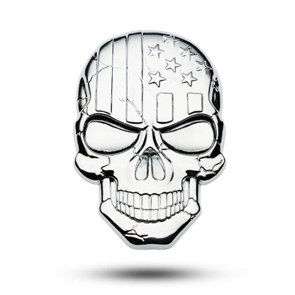 Three-dimensional Devil Skull Metal Plating Car Sticker, Plating Bronze, Red, Silver, Black
