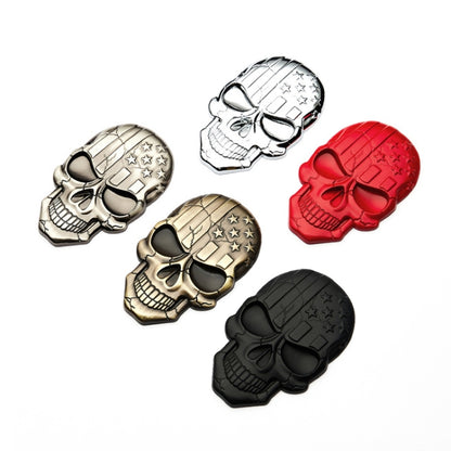 Three-dimensional Devil Skull Metal Plating Car Sticker, Plating Bronze, Red, Silver, Black