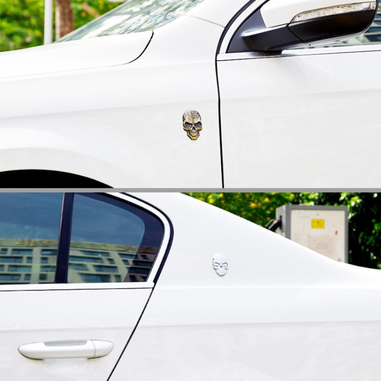 Three-dimensional Devil Skull Metal Plating Car Sticker, Plating Bronze, Red, Silver, Black