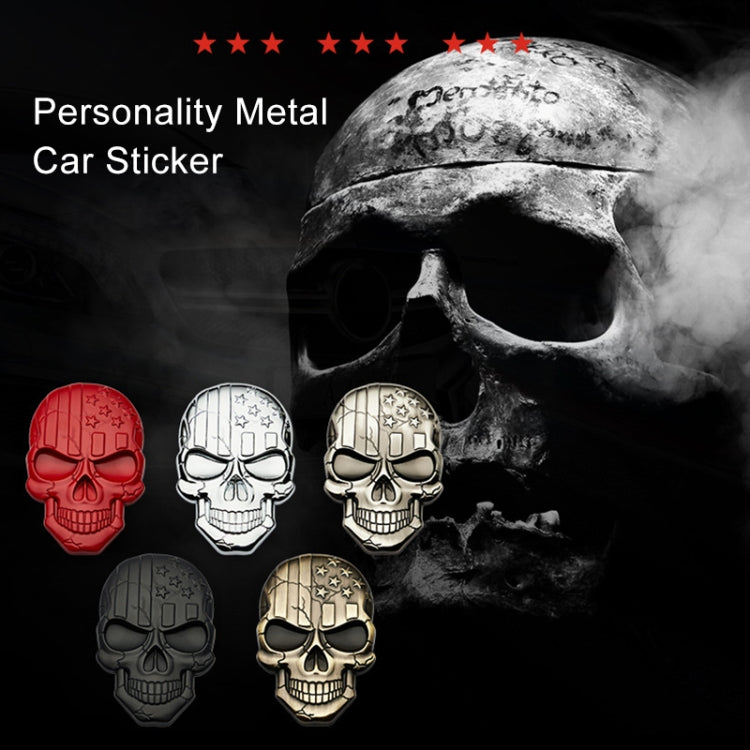 Three-dimensional Devil Skull Metal Plating Car Sticker, Plating Bronze, Red, Silver, Black