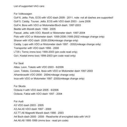 Car VAG Tacho USB5.0 Support VDO NEC MCU 24C32.24C64 Diagnostic Tool, Diagnostic Tool