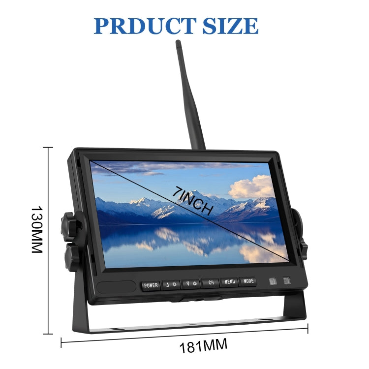 PZ710-W 7 inch Car Digital Wireless Rear-view Split-screen Monitor Single Record, PZ710-W Single Record