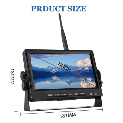 PZ710-W 7 inch Car Digital Wireless Rear-view Split-screen Monitor Dual Record, PZ710-W Dual Record