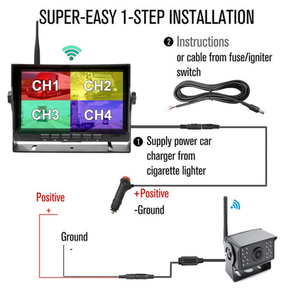 PZ710-W 7 inch Car Digital Wireless Rear-view Split-screen Monitor Dual Record, PZ710-W Dual Record