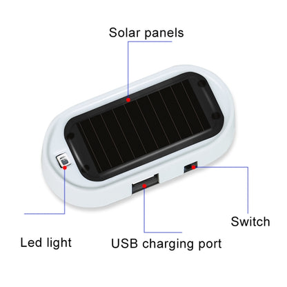 Car Solar Energy Anti-theft Device LED Warning Light, Red
