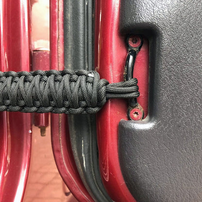 Pair Car Door Limit Braided Rope Strap for Jeep Wrangler, Short (Red), Short (Black)