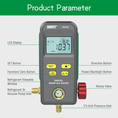 DUOYI DY518 Car Air Conditioning Repair Electronic Refrigerant Meter Air Conditioning Fluoride Meter, DY518