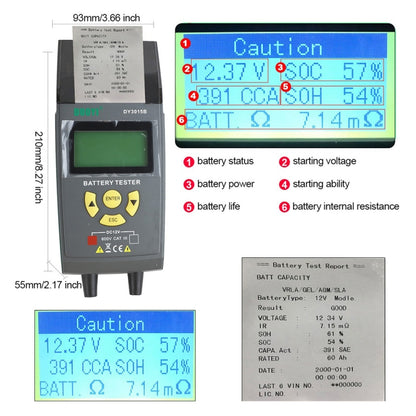 DUOYI DY3015B Car Multi-language 12V Battery Tester, DY3015B
