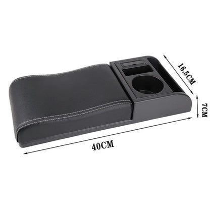 Car Multi-functional Dual USB Armrest Box Booster Pad, Microfiber Leather Curved Type, Microfiber Curved Type (Black White), Microfiber Curved Type (Black), Microfiber Curved Type (Black Red)