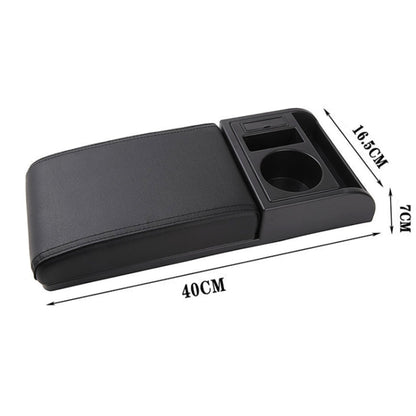 Car Multi-functional Dual USB Armrest Box Booster Pad, Microfiber Leather Straight Type, Microfiber Straight Type (Black), Microfiber Straight Type (Black Red), Microfiber Straight Type (Black White)