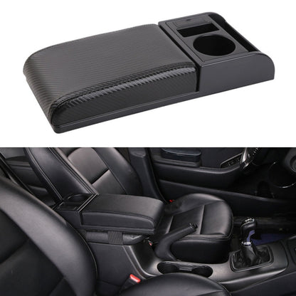 Car Multi-functional Dual USB Armrest Box Booster Pad, Carbon Fiber Leather Straight Type, Carbon Fiber Straight Type (Black), Carbon Fiber Straight Type (Black Red), Carbon Fiber Straight Type (Black White)