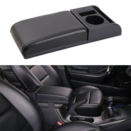 Car Multi-functional Dual USB Armrest Box Booster Pad, Carbon Fiber Leather Straight Type, Carbon Fiber Straight Type (Black), Carbon Fiber Straight Type (Black Red), Carbon Fiber Straight Type (Black White)