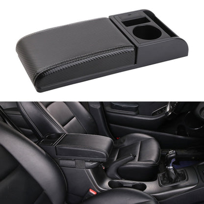 Car Multi-functional Dual USB Armrest Box Booster Pad, Carbon Fiber Leather Straight Type, Carbon Fiber Straight Type (Black), Carbon Fiber Straight Type (Black Red), Carbon Fiber Straight Type (Black White)