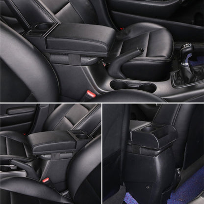 Car Multi-functional Dual USB Armrest Box Booster Pad, Carbon Fiber Leather Straight Type, Carbon Fiber Straight Type (Black), Carbon Fiber Straight Type (Black Red), Carbon Fiber Straight Type (Black White)