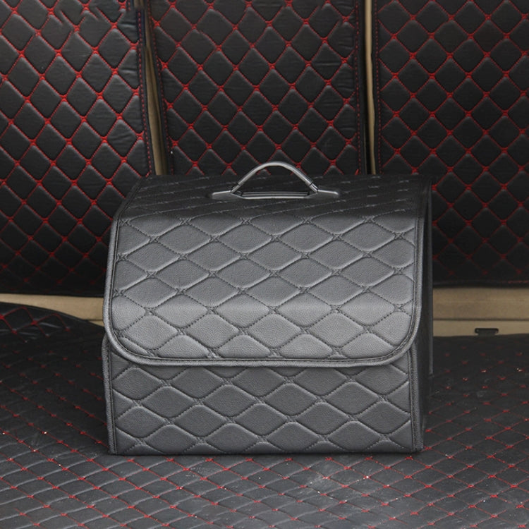 Car Trunk Foldable Storage Box, Rhombic Grid Middle Size: 40 x 32 x 30cm, Rhombic 40 x 32 x 30cm (Wine Red), Rhombic 40 x 32 x 30cm (Beige), Rhombic 40 x 32 x 30cm (Coffee), Rhombic 40 x 32 x 30cm (Black Red), Rhombic 40 x 32 x 30cm (Black)