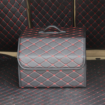 Car Trunk Foldable Storage Box, Rhombic Grid Middle Size: 40 x 32 x 30cm, Rhombic 40 x 32 x 30cm (Wine Red), Rhombic 40 x 32 x 30cm (Beige), Rhombic 40 x 32 x 30cm (Coffee), Rhombic 40 x 32 x 30cm (Black Red), Rhombic 40 x 32 x 30cm (Black)