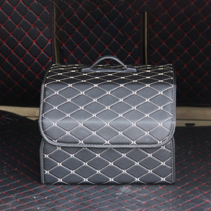 Car Trunk Foldable Storage Box, Rhombic Grid Middle Size: 40 x 32 x 30cm, Rhombic 40 x 32 x 30cm (Wine Red), Rhombic 40 x 32 x 30cm (Beige), Rhombic 40 x 32 x 30cm (Coffee), Rhombic 40 x 32 x 30cm (Black Red), Rhombic 40 x 32 x 30cm (Black)