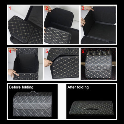 Car Trunk Foldable Storage Box, Rhombic Grid Middle Size: 40 x 32 x 30cm, Rhombic 40 x 32 x 30cm (Wine Red), Rhombic 40 x 32 x 30cm (Beige), Rhombic 40 x 32 x 30cm (Coffee), Rhombic 40 x 32 x 30cm (Black Red), Rhombic 40 x 32 x 30cm (Black)