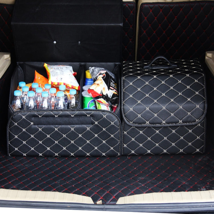 Car Trunk Foldable Storage Box, Rhombic Grid Middle Size: 40 x 32 x 30cm, Rhombic 40 x 32 x 30cm (Wine Red), Rhombic 40 x 32 x 30cm (Beige), Rhombic 40 x 32 x 30cm (Coffee), Rhombic 40 x 32 x 30cm (Black Red), Rhombic 40 x 32 x 30cm (Black)