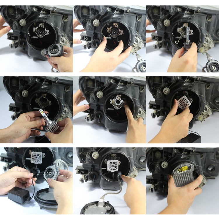 1 Pair D Series D4 Car HID Ballast to LED Headlight DC12V 35W 6000K 7000LM, 7040 Lamp Bead, D4