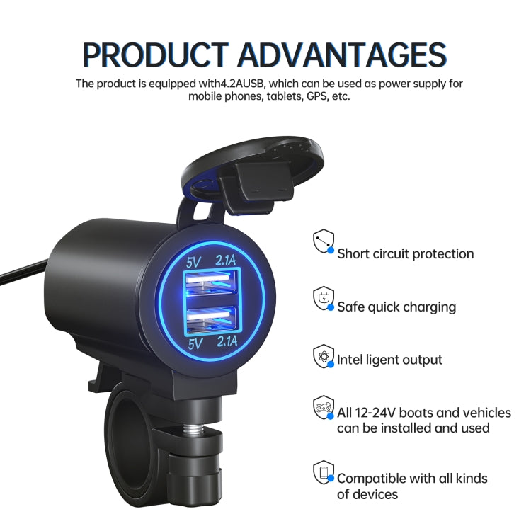 ZH-526I1 Car / Motorcycle 4.2A Dual USB Port Car Charger, ZH-526I1