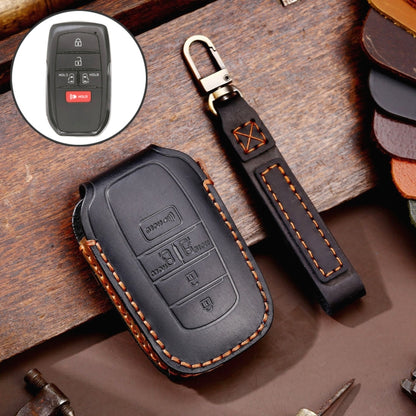 Hallmo Car Genuine Leather Key Protective Cover for Toyota Sienna 5-button, For Toyota Sienna 5-button (Blue), For Toyota Sienna 5-button (Brown), For Toyota Sienna 5-button (Black)
