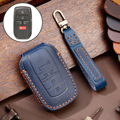 Hallmo Car Genuine Leather Key Protective Cover for Toyota Sienna 5-button, For Toyota Sienna 5-button (Brown), For Toyota Sienna 5-button (Black), For Toyota Sienna 5-button (Blue)