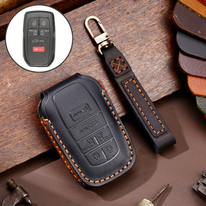 Hallmo Car Genuine Leather Key Protective Cover for Toyota Sienna 6-button, For Toyota Sienna 6-button (Brown), For Toyota Sienna 6-button (Black), For Toyota Sienna 6-button (Blue)
