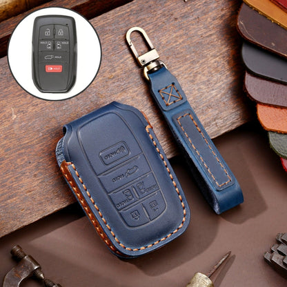 Hallmo Car Genuine Leather Key Protective Cover for Toyota Sienna 6-button, For Toyota Sienna 6-button (Brown), For Toyota Sienna 6-button (Black), For Toyota Sienna 6-button (Blue)