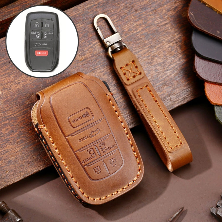 Hallmo Car Genuine Leather Key Protective Cover for Toyota Sienna 6-button, For Toyota Sienna 6-button (Brown), For Toyota Sienna 6-button (Black), For Toyota Sienna 6-button (Blue)
