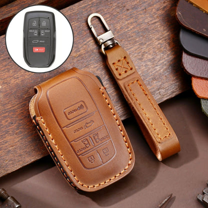 Hallmo Car Genuine Leather Key Protective Cover for Toyota Sienna 6-button, For Toyota Sienna 6-button (Brown), For Toyota Sienna 6-button (Black), For Toyota Sienna 6-button (Blue)