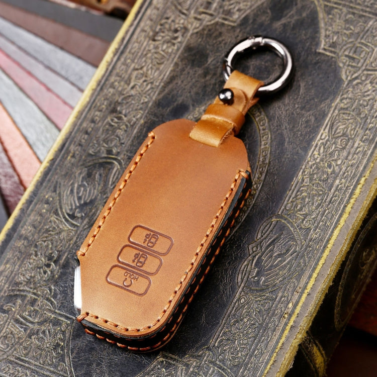 Hallmo Car Cowhide Leather Key Protective Cover for KIA, For KIA (Brown), For KIA (Black), For KIA (Blue)