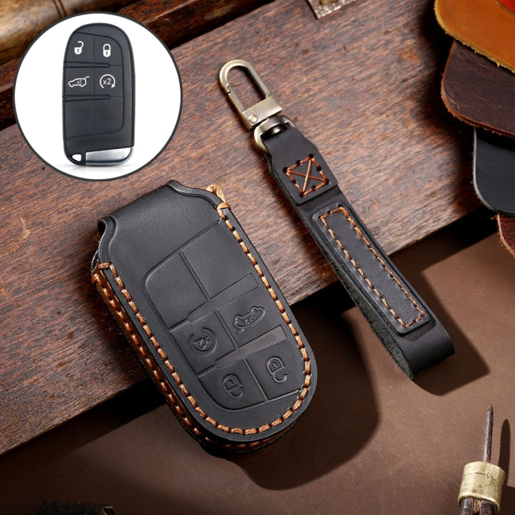 Hallmo Car Genuine Leather Key Protective Cover for Jeep Compass 4-button, For Jeep Compass 4-button (Brown), For Jeep Compass 4-button (Black), For Jeep Compass 4-button (Blue)