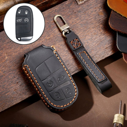 Hallmo Car Genuine Leather Key Protective Cover for Jeep Compass 4-button, For Jeep Compass 4-button (Brown), For Jeep Compass 4-button (Black), For Jeep Compass 4-button (Blue)